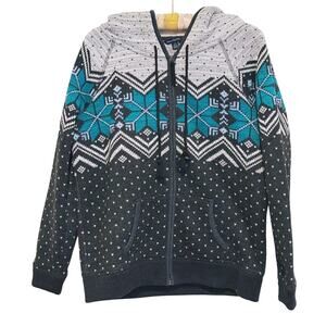 VTG American Eagle Mens Y2K Indie Full Zip Hoodie Jacket Large Gray Teal Retro